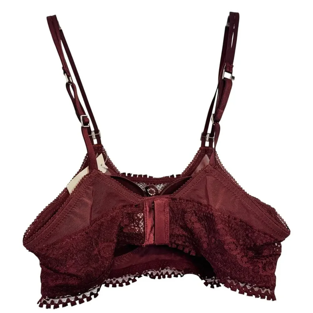 Brand New Aerie Real Power Wireless Push up Joy Lace Bra Women's Royal Berry 34A